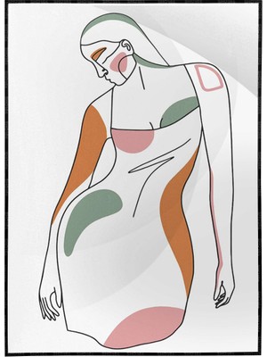 SHOP365 Kadın Çizim Renkli Beyaz Güzellik Moda Modern Poster P-000622