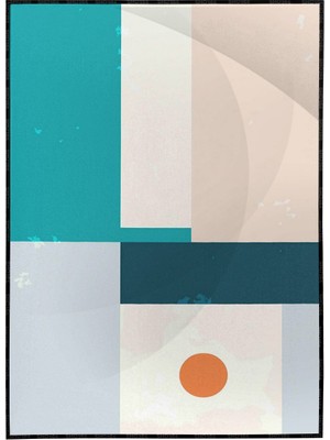 SHOP365 Şekiller Mavi Krem Turuncu Renkler Modern Poster P-002443