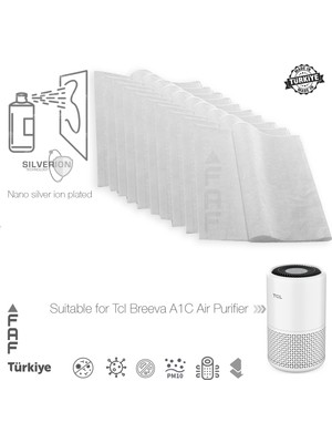 Faf 10 Adet Tcl Breeva A1C  Uyumlu Gümüş Iyonlu Elektrostatik Toz Tutucu Ön Filtre