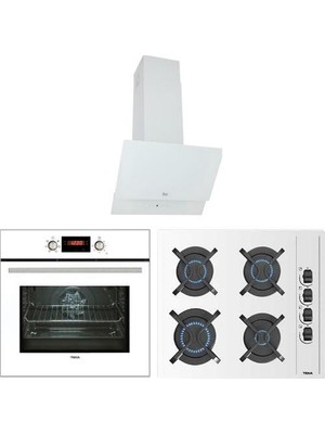 Teka - Chef 8 Ankastre Set - (Hak 627 Wh Fırın + TEKA GBC 64002 KBC WH (E4) 60 CM GAZLI OCAK + Tvt 60.1 Davlumbaz) - Beyaz - 64000468