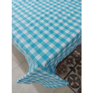 Stay Home Günlük Masa Örtüsü Kareli Turkuaz