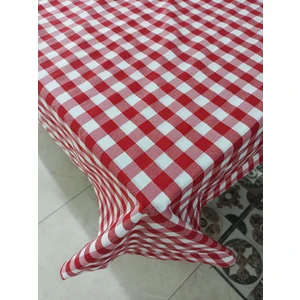 Stay Home Günlük Masa Örtüsü Kareli Kırmızı
