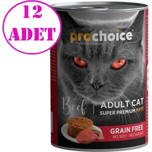 Pro Choice Sığır Etli Tahılsız Pate Yetişkin Kedi Konservesi 400 Gr 12 AD