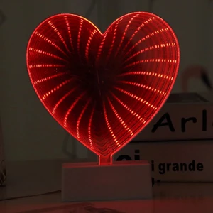 3D Sıradışı Kalp Işıklı Kalp 3D Heart Tunnel Lamp Red Light 3D Işıklı Usb+ Kalpli Pilli LED Işık