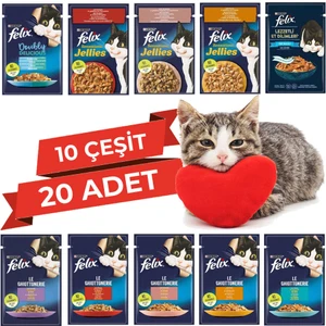 Süper Karışık Sevgililer Günü Özel Paketi - Yetişkin Yaş Kedi Maması - 20 Adet