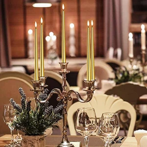 10 Adet Gold Candlestıck Gold Şamdan Mumu Sarı Mum Parlak Gold Şamdan Mumu Masa Mumu Kalın Uzun Mum