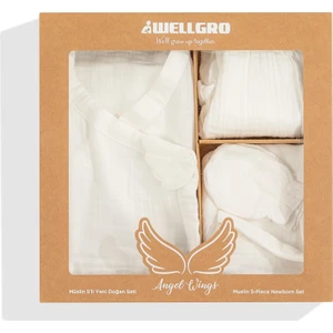 Wellgro Angel Wings Hastane Çıkışı Müslin 5'li Yeni Doğan Seti-Beyaz