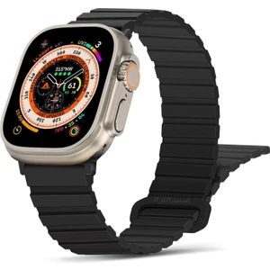 M.TK Moveteck Apple Watch Ultra 49MM Uyumlu Silicon Magnetic Çift Renk Deri Leather Kordon Kayış Mıknatıslı Loop Rainbow Renkli Silikon Baklalı Yumuşak Liquid Kadifemsi