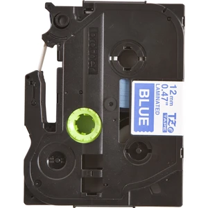 P-Touch TZE-535 Tze-Tape 12MM Mavi Üzerine Beyaz Laminasyonlu Etiket