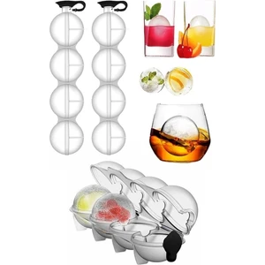 2 Adet Pratik 4'lü Top Buz Kalıbı Sihirli 4'lü Küre Buz Kalıbı Sihirli Buz Kalıbı