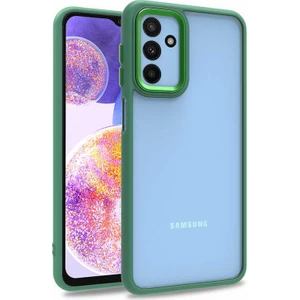 Samsung Galaxy M13 Kılıf Arkası Şeffaf Renkli Kenar Flora Silikon