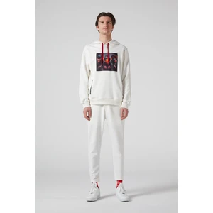 Pepp Jeans 3 Maymun Baskılı,kapüşonlu, Çift Fermuar Cepli Krem Erkek Sweatshirt