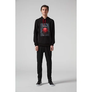 Pepp Jeans Maymun Baskılı Kapüşonlu Siyah Erkek Sweatshirt