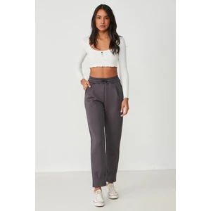 Bel ve Paçası Pileli Eşofman Altı 810 Füme