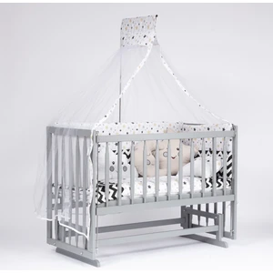 Süper Natural ahşap Beşik 4 Kademeli Gri Anne Yanı Sallanır Bebek Beşiği 60X120 -Uyku Seti+Yatak G14