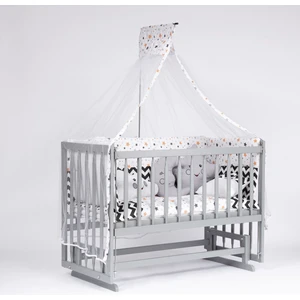 Süper Natural ahşap Beşik 4 Kademeli Gri Anne Yanı Sallanır Bebek Beşiği 60X120 -Uyku Seti+Yatak G10