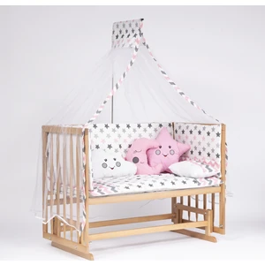 Süper Ahşap Doğal Beşik 4 Kademeli Anne Yanı Sallanır Bebek Beşiği 60X120 -Uyku Seti+Yatak D12