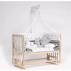 Süper Full Natural Ahşap Beşik 4 Kademeli Anne Yanı Sallanır Bebek Beşiği 60X120 -S10 Uyku Set+Yatak