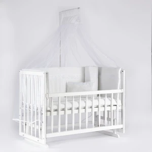 Süper Natural Ahşap Beşik 4 Kademeli Beyaz Anne Yanı Sallanır 60X120-B01 Beyaz Uyku Seti+Yataklı