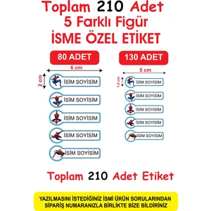 Cabuk Baskı Okul Etiketi Kalem Defter Etiketi Özel Isim Yazılabilen Etiket 210 Adet