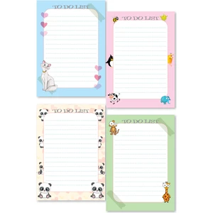 Cabuk Baskı 4lü Bloknot Note Pad - To Do List Bloknot Not Kağıdı 10 x 14 cm