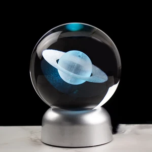 Keyfim Shop Işıklı Satürn Cam Küre 8cm*6cm