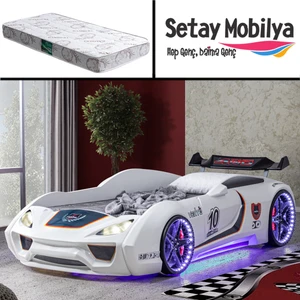 Vento Cooper Rüzgarlıklı Full Ledli Arabalı Yatak, Beyaz + 1 Adet Comfort