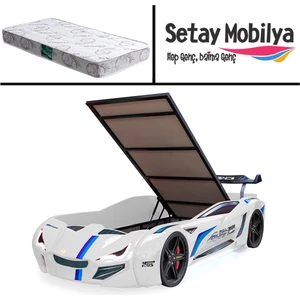 Mercedes Standart Bazalı Arabalı Yatak, Beyaz + 1 Adet Comfort Yatak