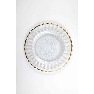 Dantel Desenli Cam Pasta Servis Sunum Tabağı 22 cm
