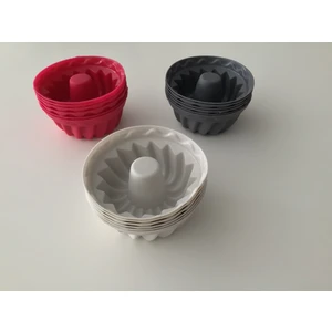 Pink Rose Antrasit + Kırmızı + Beyaz Mini Silikon Kek Muffin Kalıbı 18 Adet