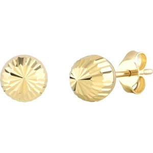 Moom Mücevherat Kadın 14 Ayar Altın Küpe Minimalist Top Vidalı Altın Küpe 18 mm - -MM200122