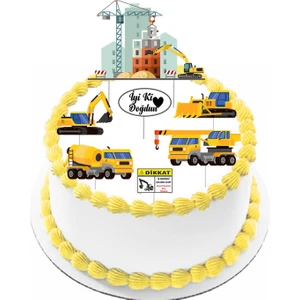 Iş Makinaları Pasta Kürdanı Set Kuşe Kağıda Baskı Görseldeki Gibi Gelecektir