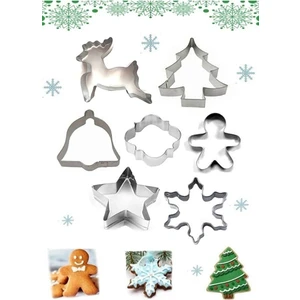 Yılbaşı Temalı Metal Kurabiye Kalıp 12 Li Set