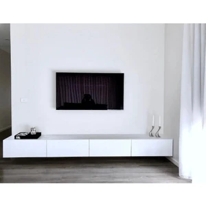 Joy Tv Ünitesi Tv Sehpası Alt Modülü Mat Beyaz Soft 240 cm Mdf Joy Tv Ünitesi