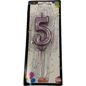 5 Yaş Pembe Rakam Mum