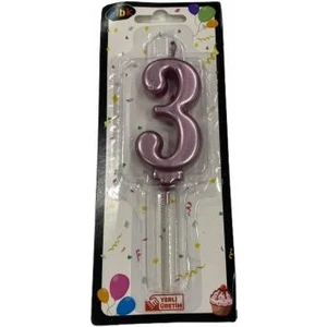 3 Yaş Pembe Rakam Mum