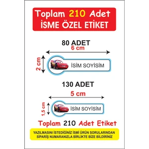Okul Etiketi Kalem Defter Etiketi Özel Isim Yazılabilen Etiket Arabalı Etiket 210 Adet