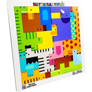 Eğitici Ahşap Oyuncak Hayvanlar Animals Puzzle Yapboz Bultak Tetris