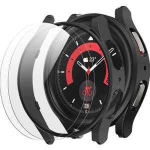 M.TK Moveteck Samsung Galaxy Watch 5pro 45MM Uyumlu Kılıf Ekran ve Kasa Koruyucu 360 Derece Tam Kaplar Sert Pc 2in1 Set