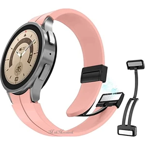 M.TK Moveteck Samsung Galaxy Watch 5 Pro 45MM Uyumlu Kordon Magnetik Tokalı Premum Kayış Magnet Tokalı Liquid Silikoni