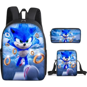 Sonic Anime Okul Çantası 3'lü Çocuk Okul Çantası Seti (Yurt Dışından)