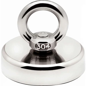 Mıknatıs AVM 48 mm Çap, 75 kg Taşıma Gücü, Neodyum Güçlü Pot Mıknatıs, Askılı Kancalı Deniz Mıknatısı