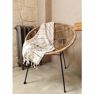 Boa %100 Pamuk Koltuk Şalı Naturel / Siyah 130x180