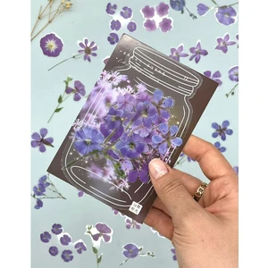 Retro Mor Renkli Çiçek Şeffaf  Sticker - Scrapbook - Bullet Journal -  Defter Süsleme-Çıkartma
