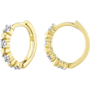 Moom Mücevherat Kadın 14 Ayar Altın Küpe Minimalist Zirkon Taşlı Modern Halka Altın Küpe 12 MM-MM20036