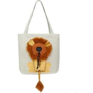 Aslan Şeklinde Kanvas Outdoor Pet Omuz Çantası - Açık Gri (Yurt Dışından)
