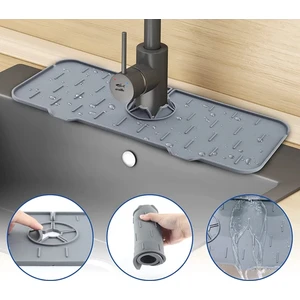 Gri Su Tutucu Musluk Matı Mutfak Banyo Için Koruyucu Musluk Lavabo Matı Bulaşık Süngeri Matı