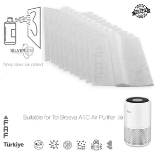 10 Adet Tcl Breeva A1C  Uyumlu Gümüş Iyonlu Elektrostatik Toz Tutucu Ön Filtre