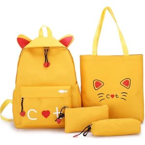 Wonderful Day Kedi Sırt Çantaları Genç Kızlar Için 4 Adet Set ve Öğrenci Sırt Çantası Genç Çocuklar Kızlar Için Sevimli Okul Çantaları (Yurt Dışından)