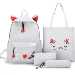 Wonderful Day Kedi Sırt Çantaları Genç Kızlar Için 4 Adet Set ve Öğrenci Sırt Çantası Genç Çocuklar Kızlar Için Sevimli Okul Çantaları (Yurt Dışından)